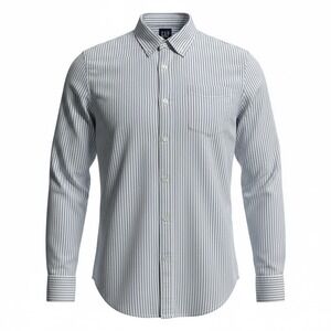 GAP Button Up Shirt Lg Blue Striped Cotton Preppy